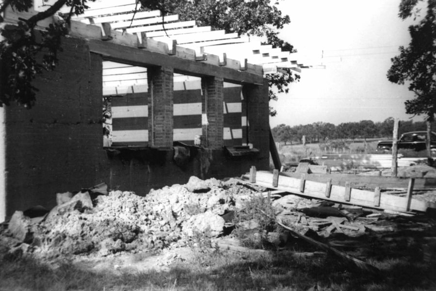 The new rammed earth studio under construction, October 1940